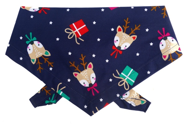 Christmas Deer Dog Bandana (Navy Blue)