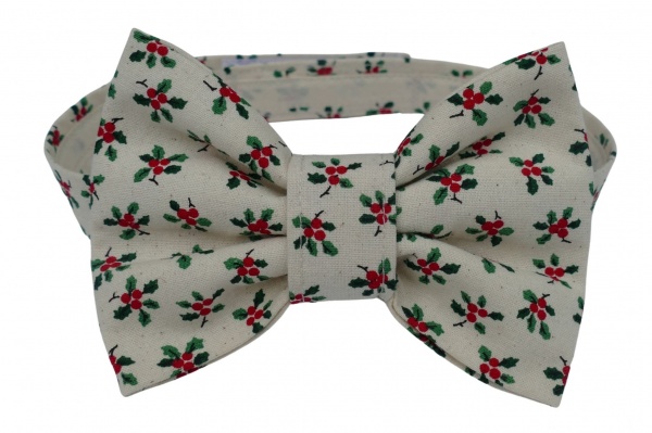 Christmas Holly Dog Bow Tie