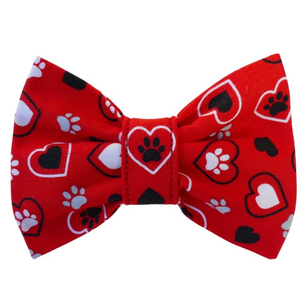 Hearts And Paws Valentine Dog Bow Tie (Red)
