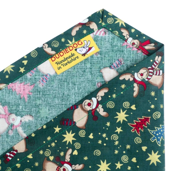 Jolly Rudolph Christmas Dog Bandana (Green)