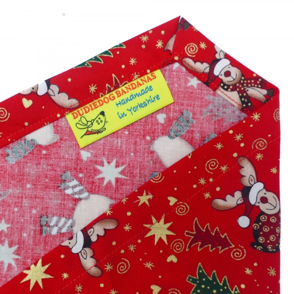 Jolly Rudolph Christmas Dog Bandana (Red)