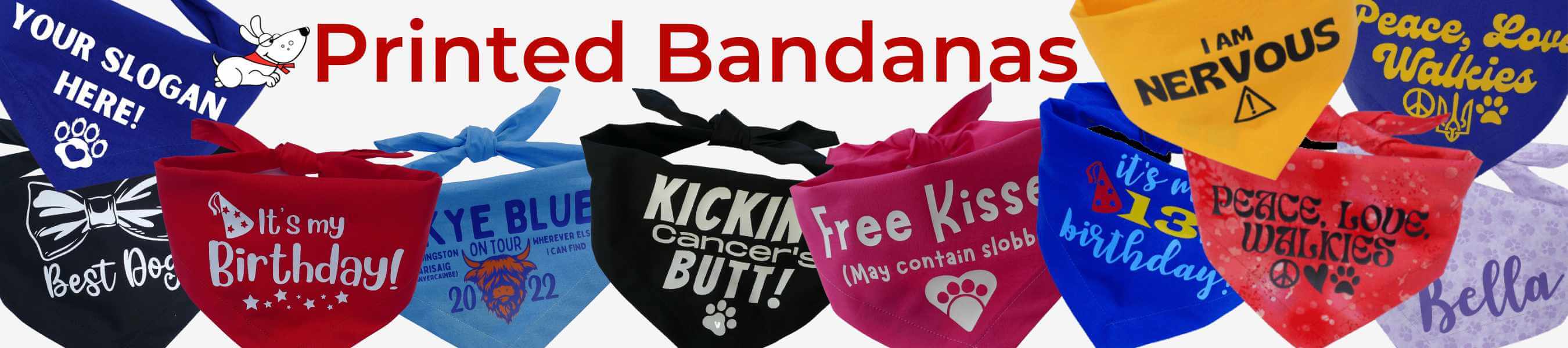 high quality printed dog bandanas / custom dog bandanas at dudiedog bandanas uk